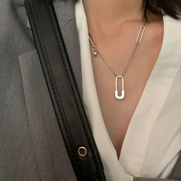 925 Sterling Silver Minimalist Paperclip Chain Link Necklace - Picture 9 of 10